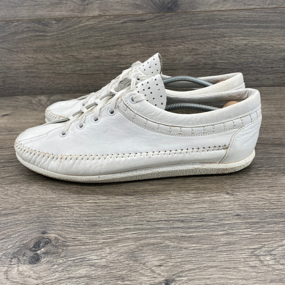 Hippopotamus Leather Walking Shoes Womens 9.5 White Whipstitch Brazil Sneaker